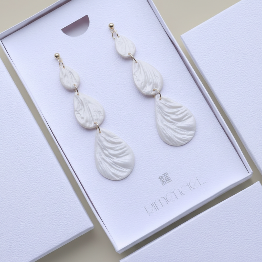 Drop Dangle Earrings Pearl White Lightweight Teardrop