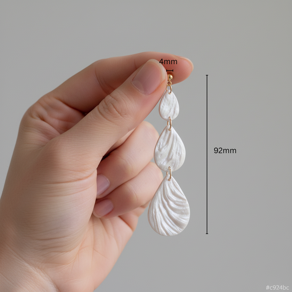 Drop Dangle Earrings Pearl White Lightweight Teardrop