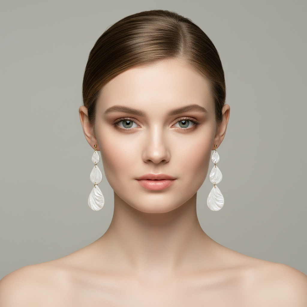Drop Dangle Earrings Pearl White Lightweight Teardrop