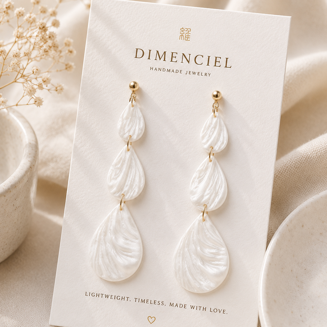 Pearl White Dangle Teardrop Earrings