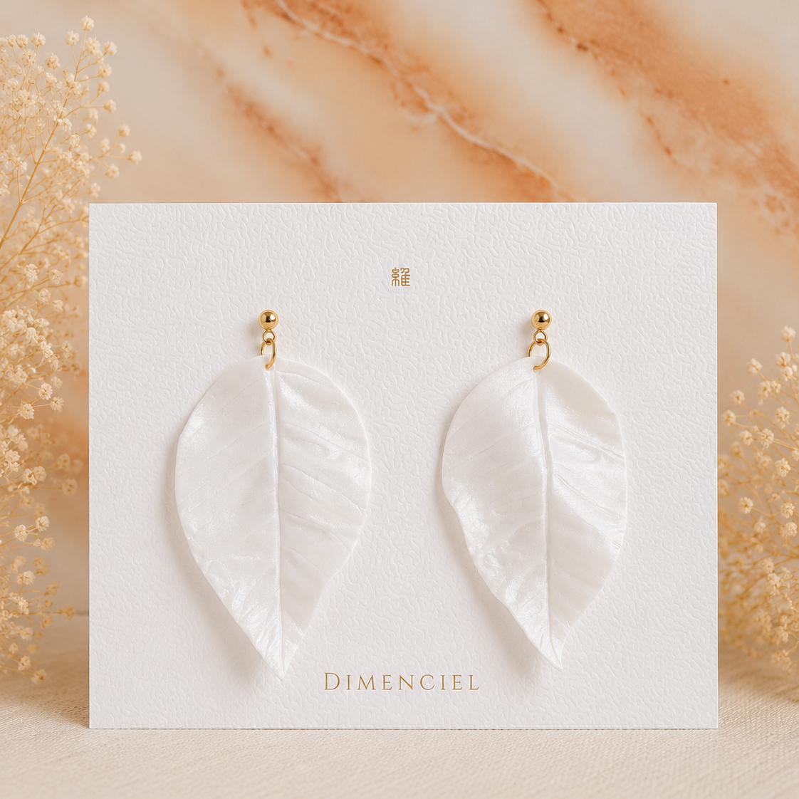 Pearl White Leaf Earrings