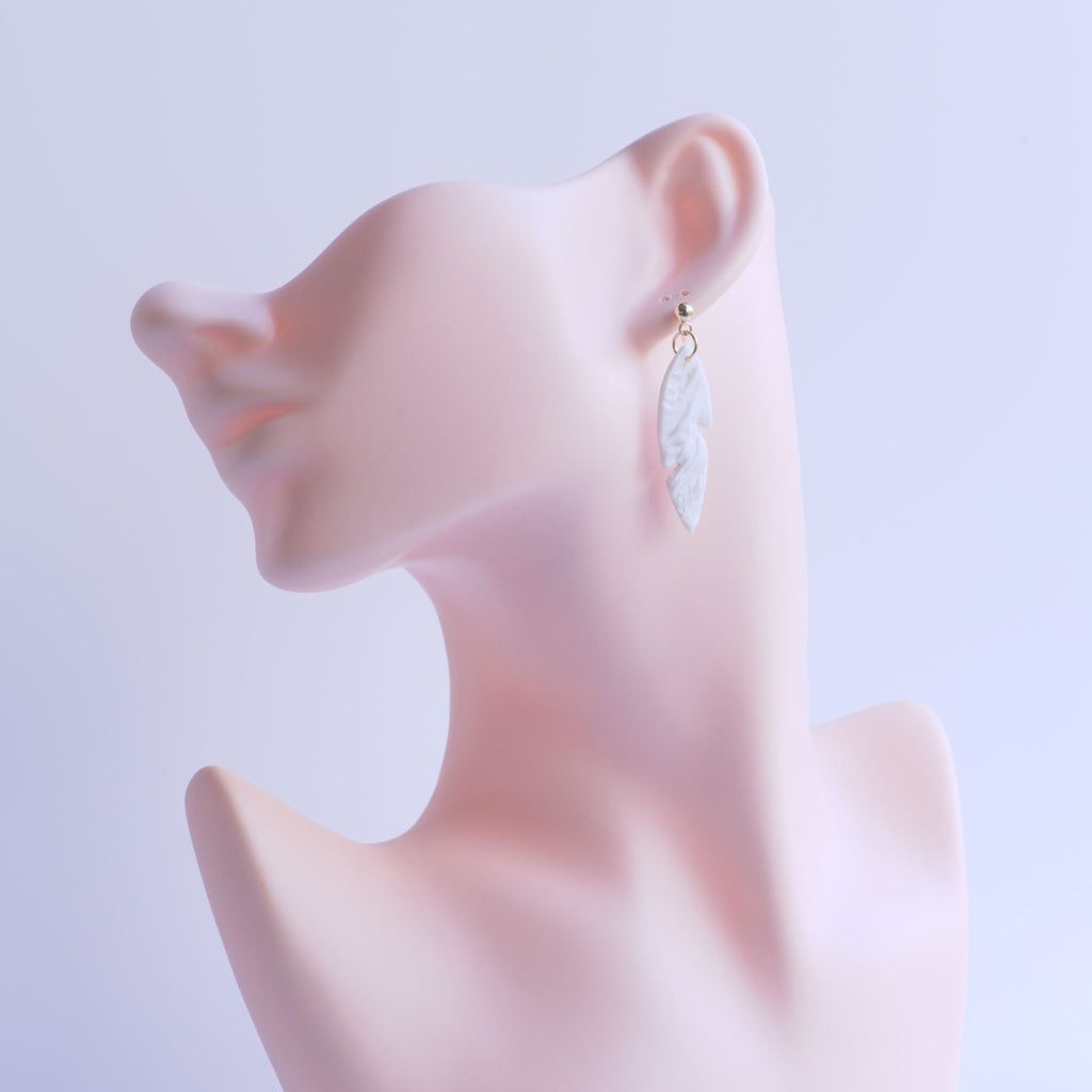 Pearl White Leaf Earrings