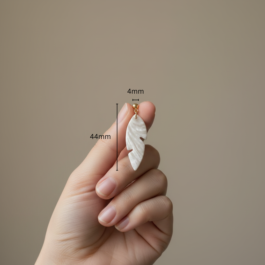 Minimalist earrings pearl white lightweight leaf