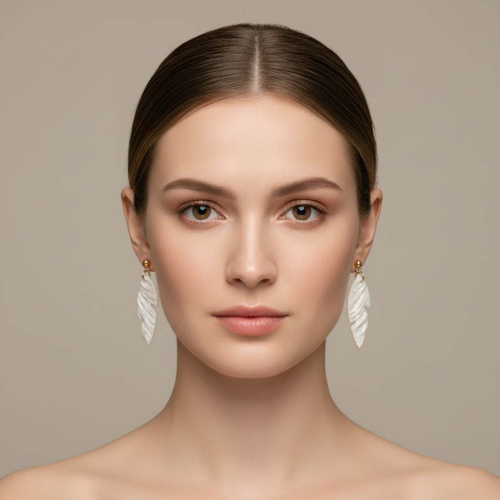 Minimalist Earrings Pearl White Lightweight Leaf