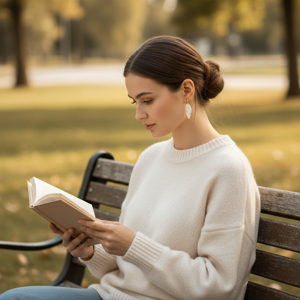 Minimalist earrings pearl white lightweight leaf