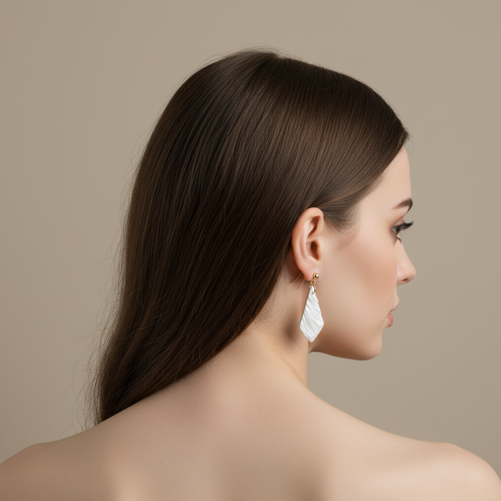 Minimalist Earrings Pearl White Lightweight Lozenge