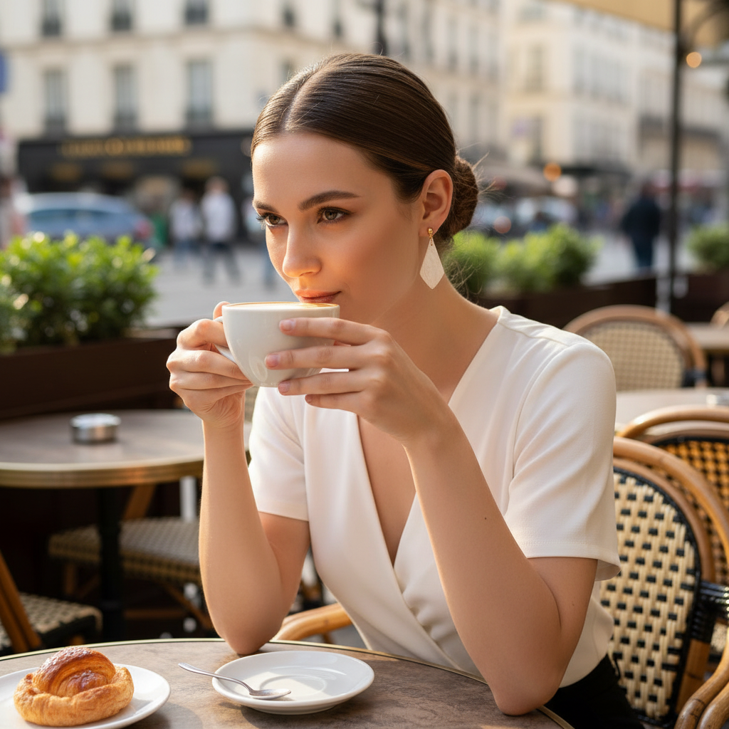 Minimalist earrings pearl white lightweight lozenge
