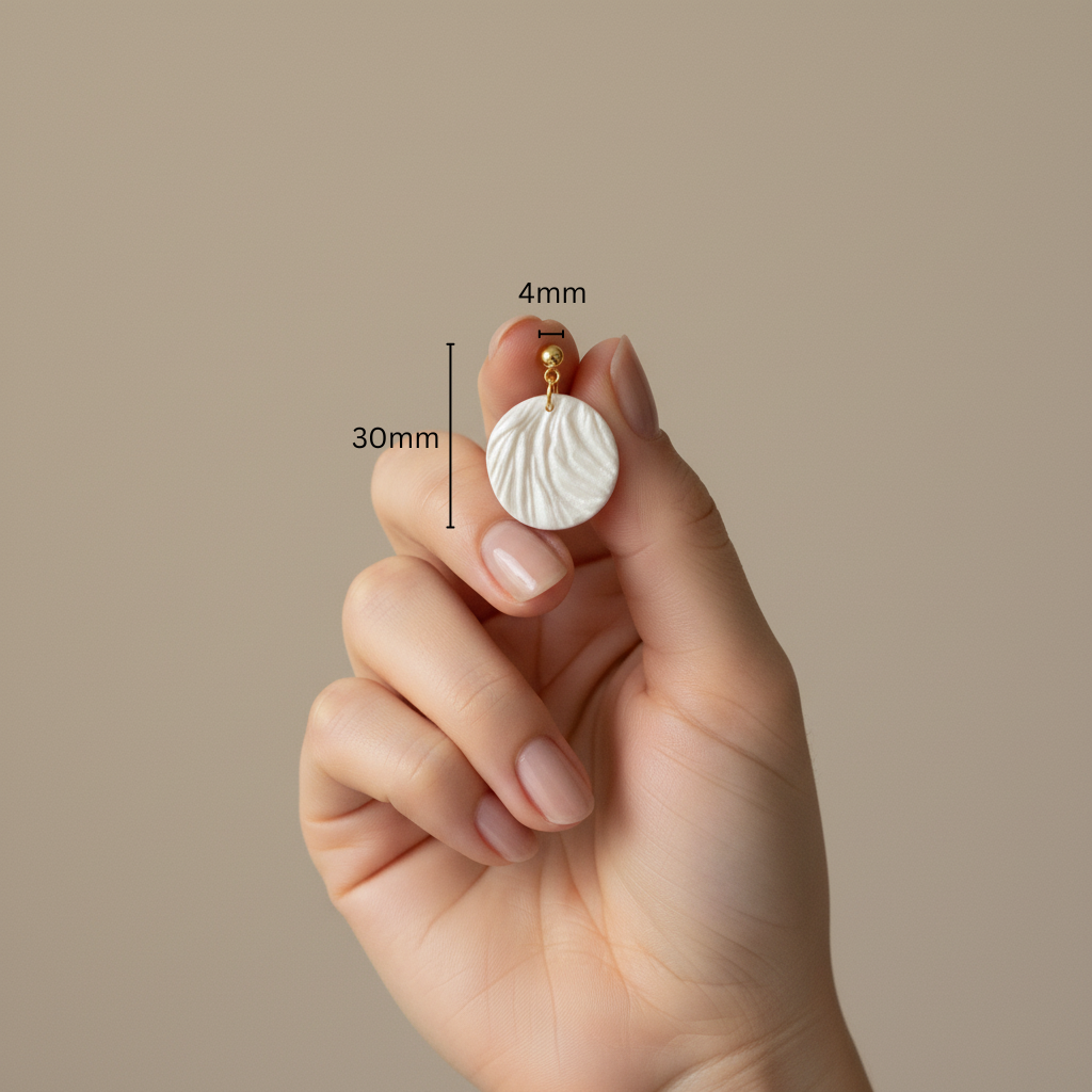 Minimalist earrings pearl white lightweight round