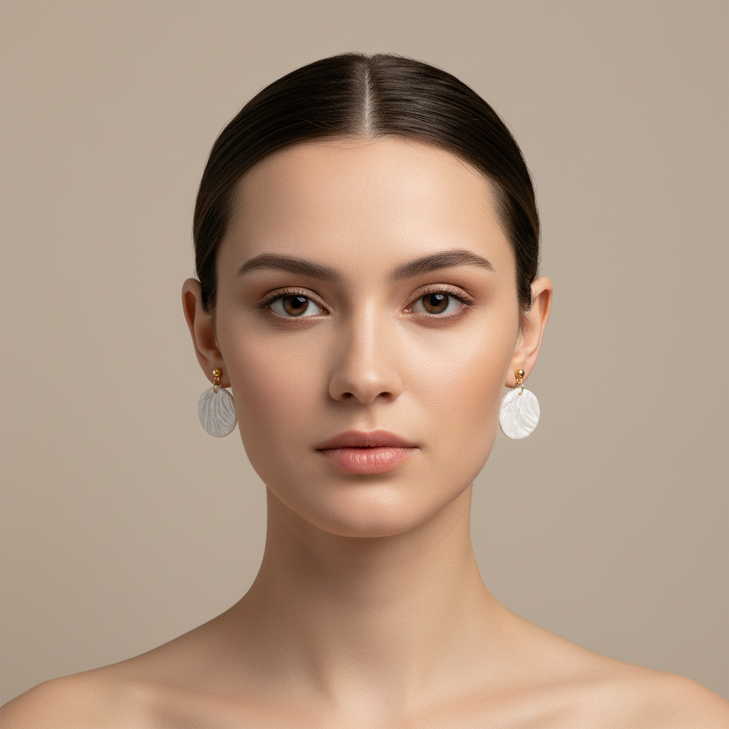 Minimalist Earrings Pearl White Lightweight Round