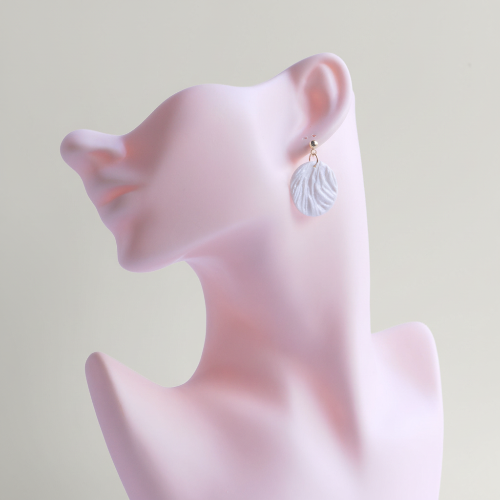Minimalist Earrings Pearl White Lightweight Round