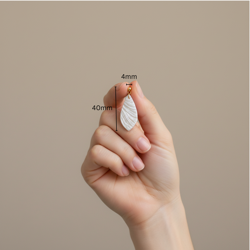 Minimalist earrings pearl white lightweight teardrop