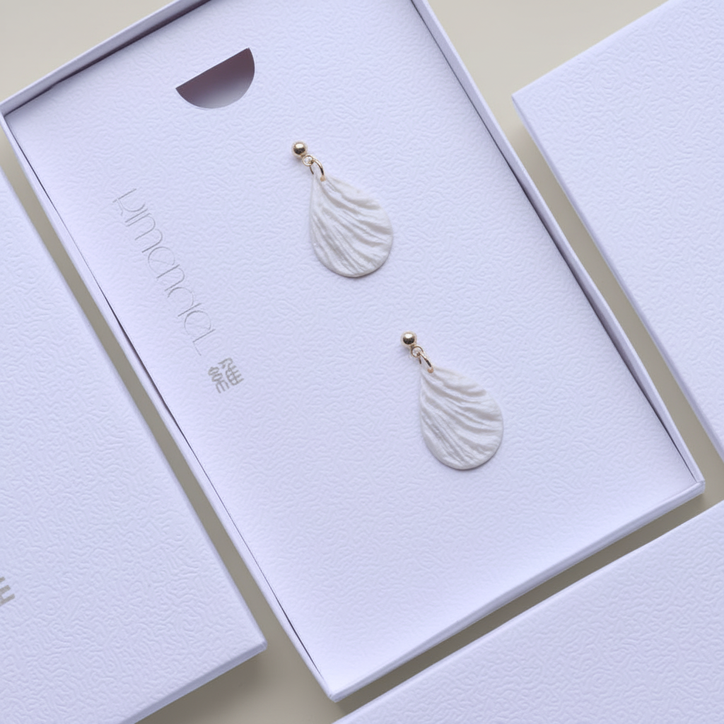 Minimalist Earrings Pearl White Lightweight Teardrop
