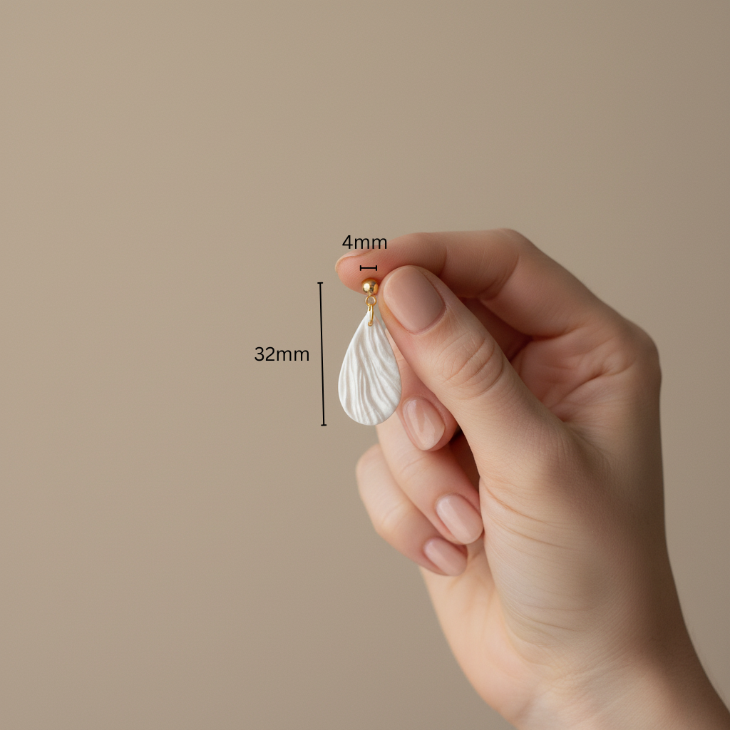 Minimalist earrings pearl white lightweight teardrop