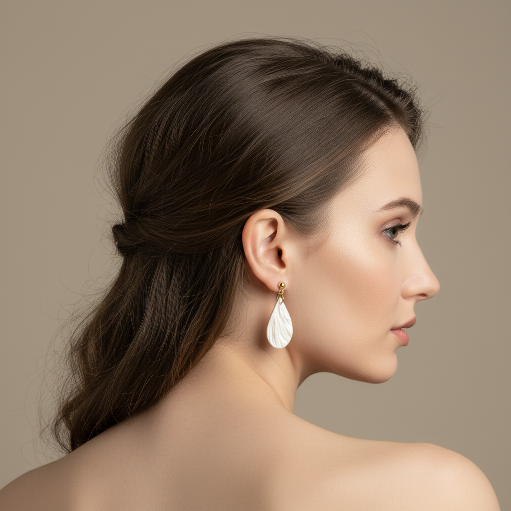 Minimalist Earrings Pearl White Lightweight Teardrop