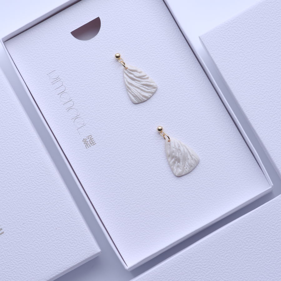 Pearl White Giutar Pick Earrings