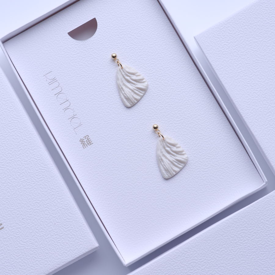 Pearl White Triangle Earrings