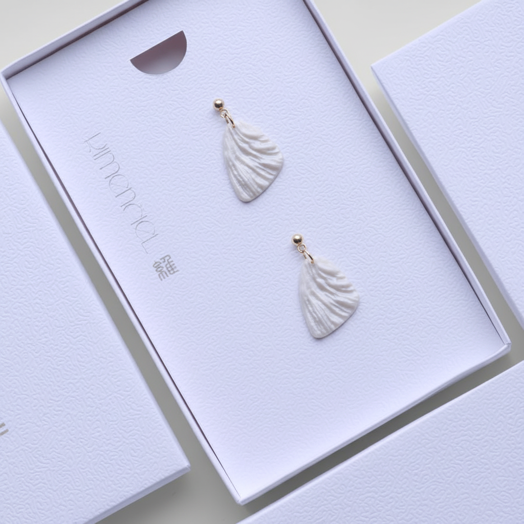 Minimalist Earrings Pearl White Lightweight Triangle