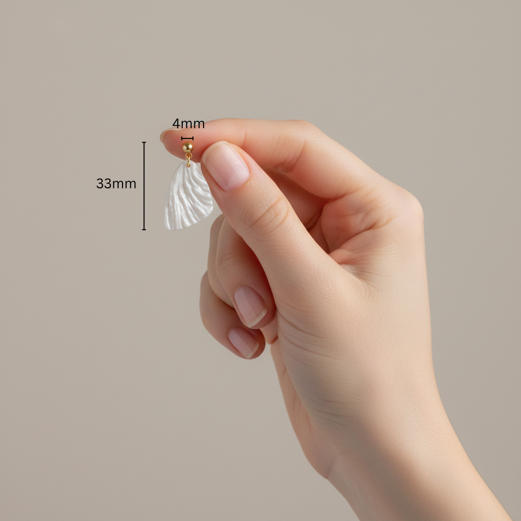 Minimalist earrings pearl white lightweight triangle