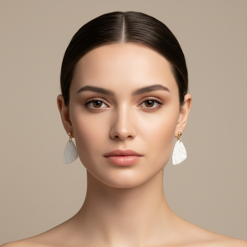 Minimalist Earrings Pearl White Lightweight Triangle