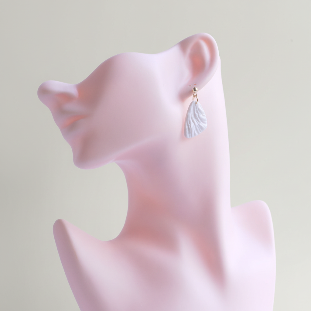 Minimalist Earrings Pearl White Lightweight Triangle