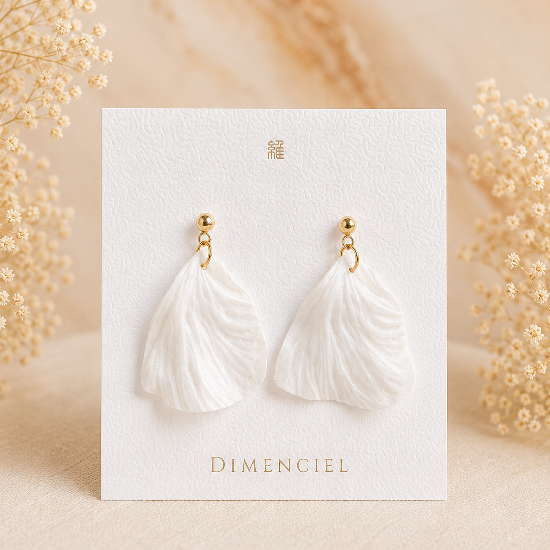Pearl White Petal Drop Earrings