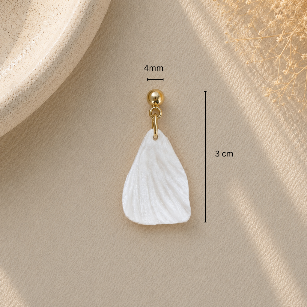 Pearl White Triangle Petal Earrings