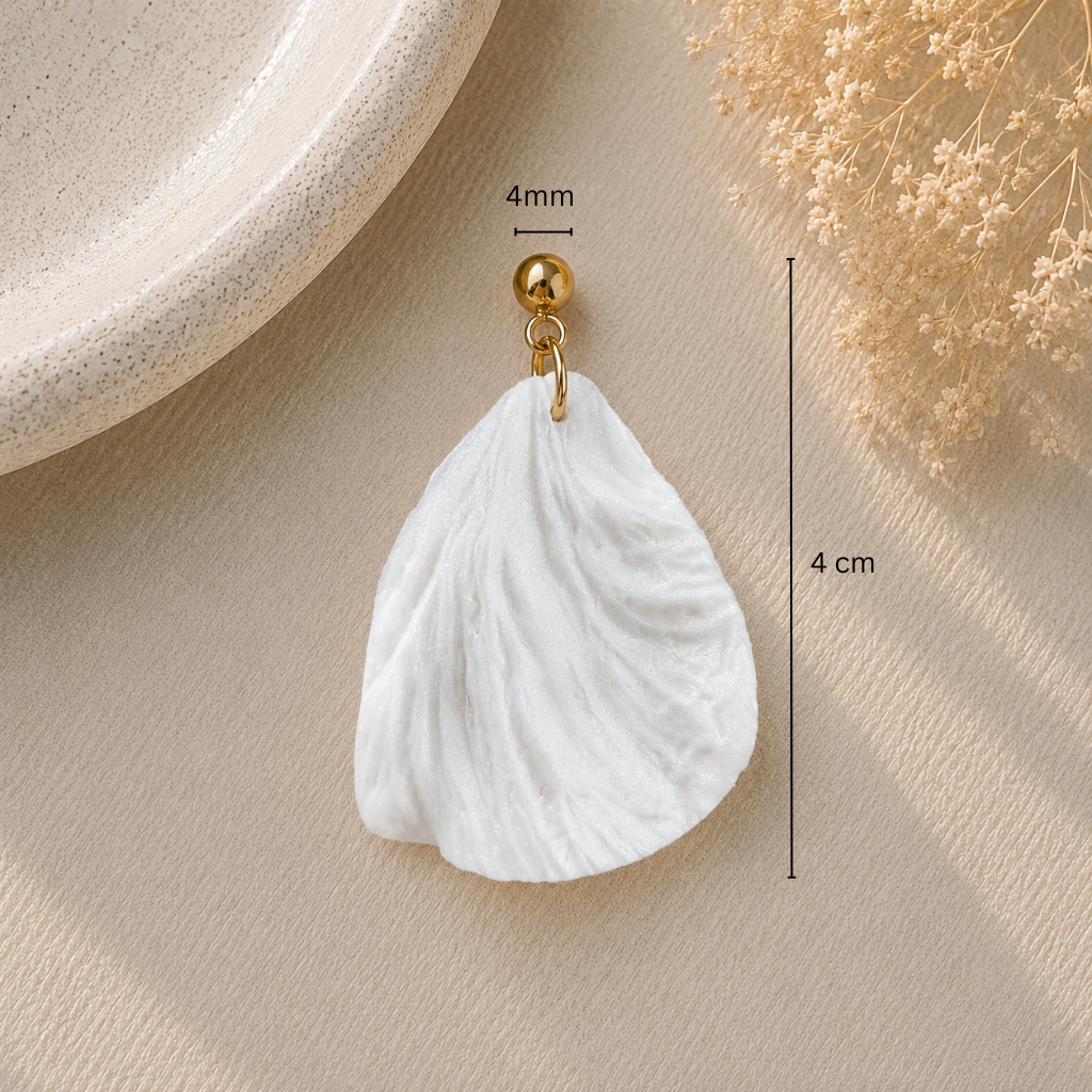 Pearl White Petal Drop Earrings