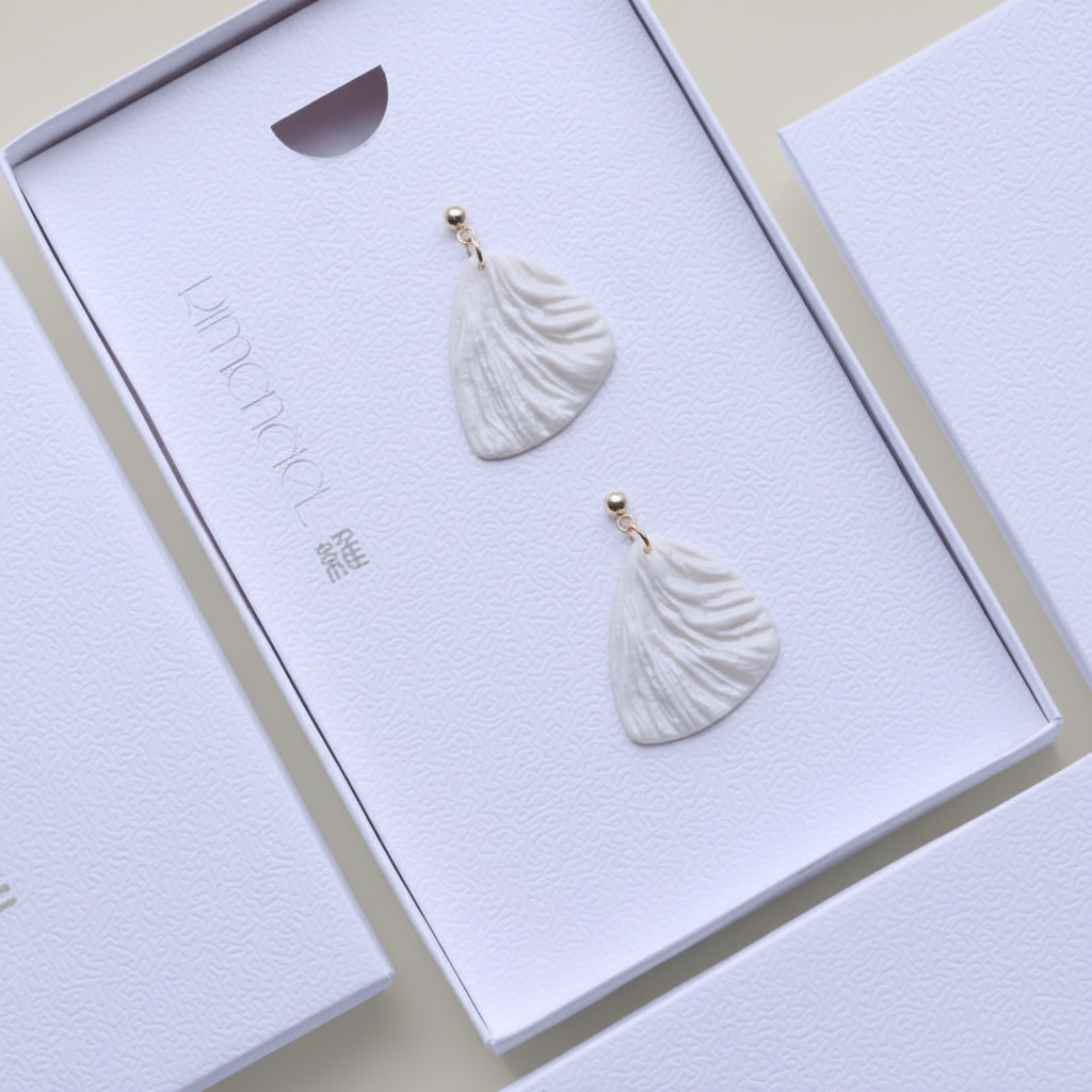 Minimalist Earrings Pearl White Lightweight Triangle