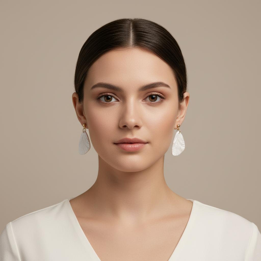 Minimalist Earrings Pearl White Lightweight Triangle