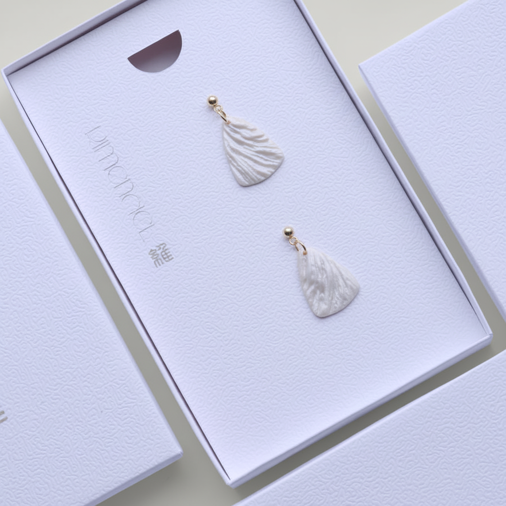 Minimalist Earrings Pearl White Lightweight Triangle