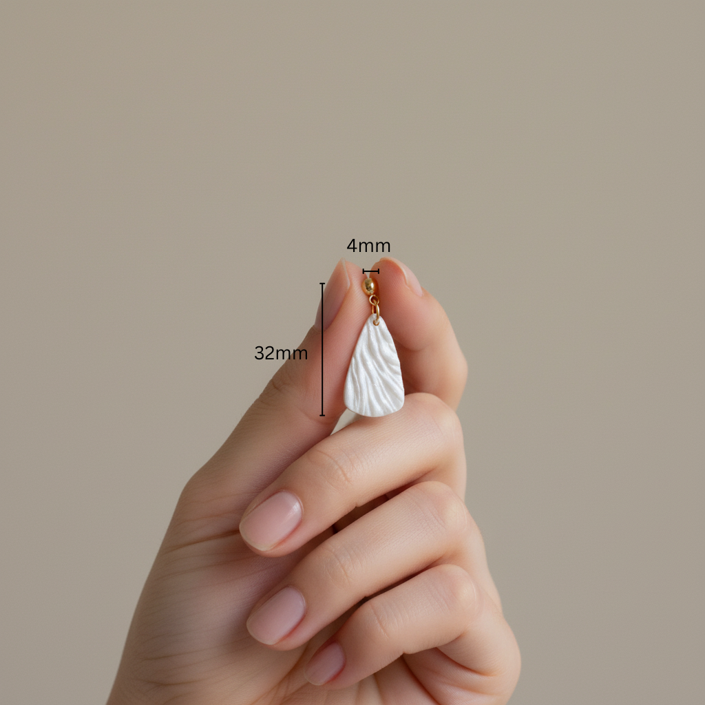 Minimalist earrings pearl white lightweight triangle