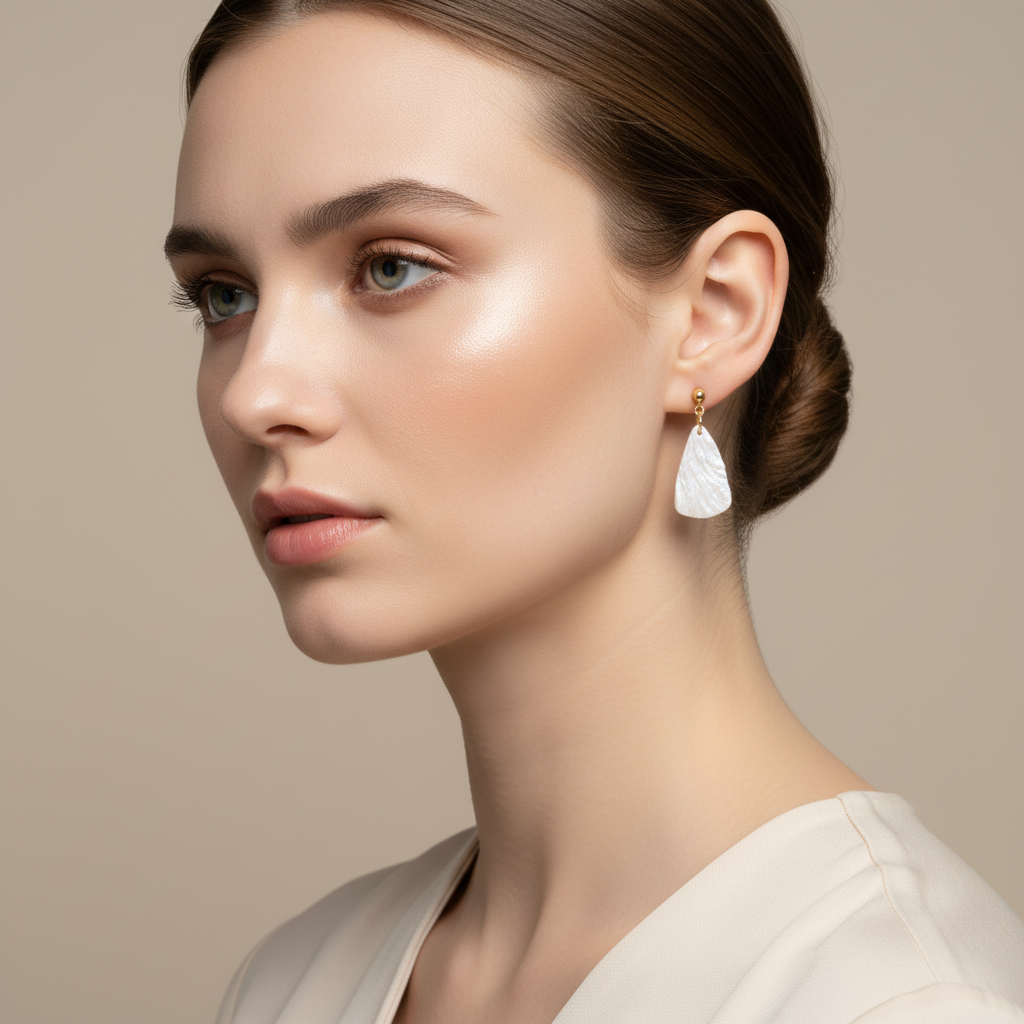 Minimalist Earrings Pearl White Lightweight Triangle