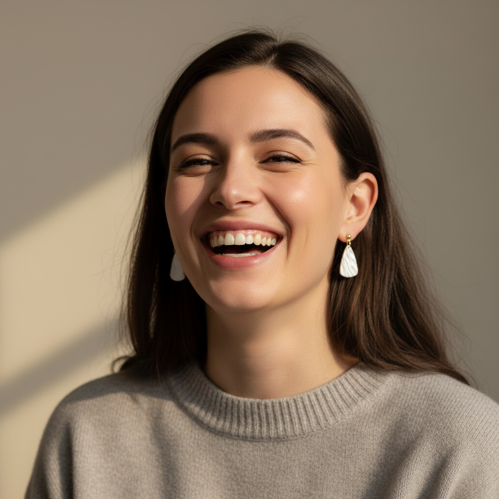 Minimalist earrings pearl white lightweight triangle