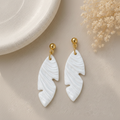 Pair of White Pearl Leaf Earrings