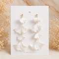 Pearl White Ginkgo Cascade Drop Earrings