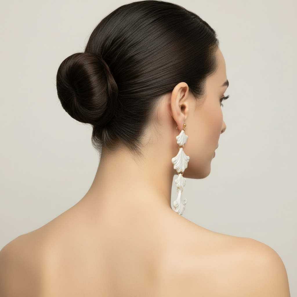 Pearl white ginkgo earrings
