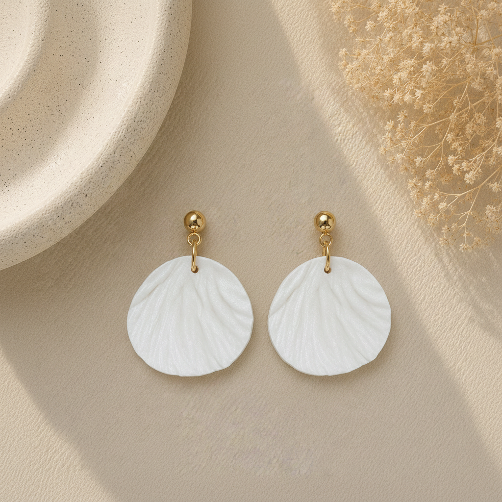 Pearl White Round Earring Pair