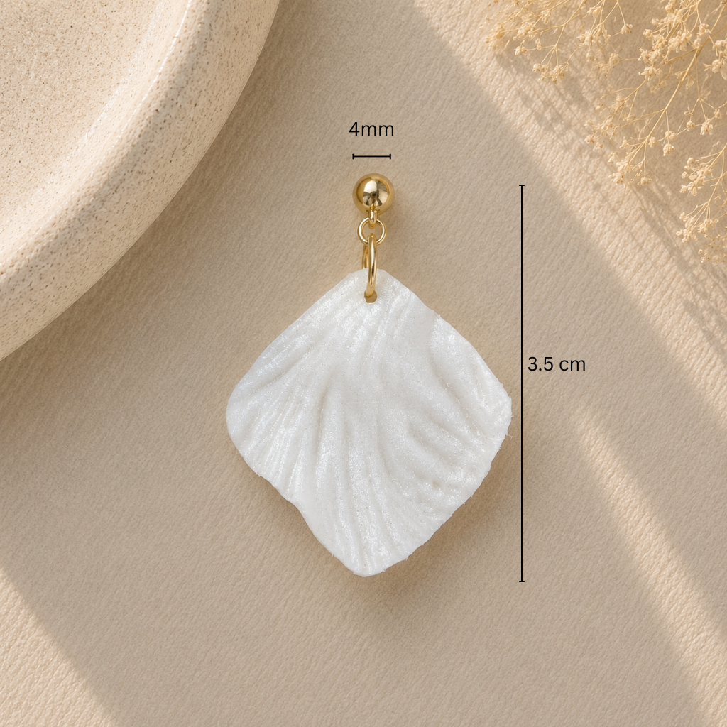 Pearl White Square Petal Earrings