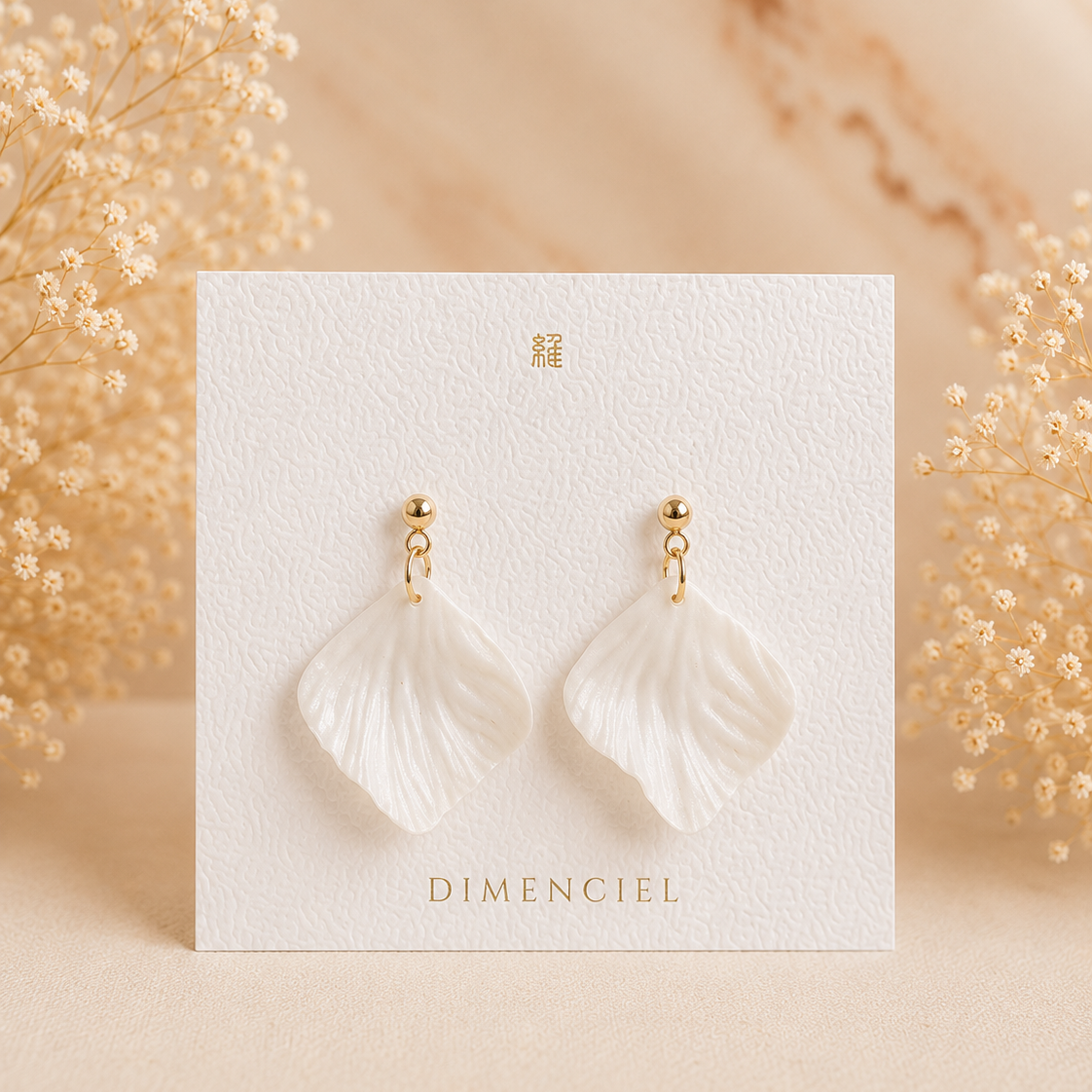Pearl White Square Petal Earrings