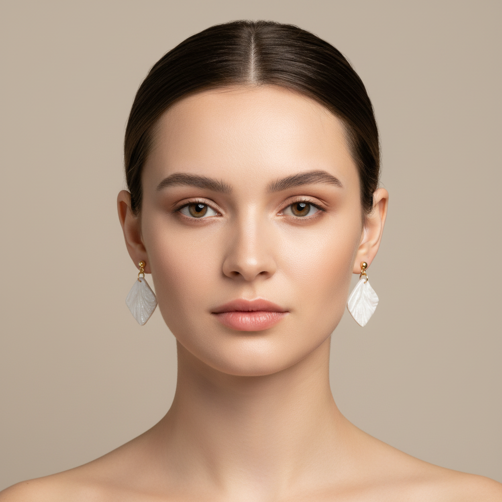 Pearl white square earrings