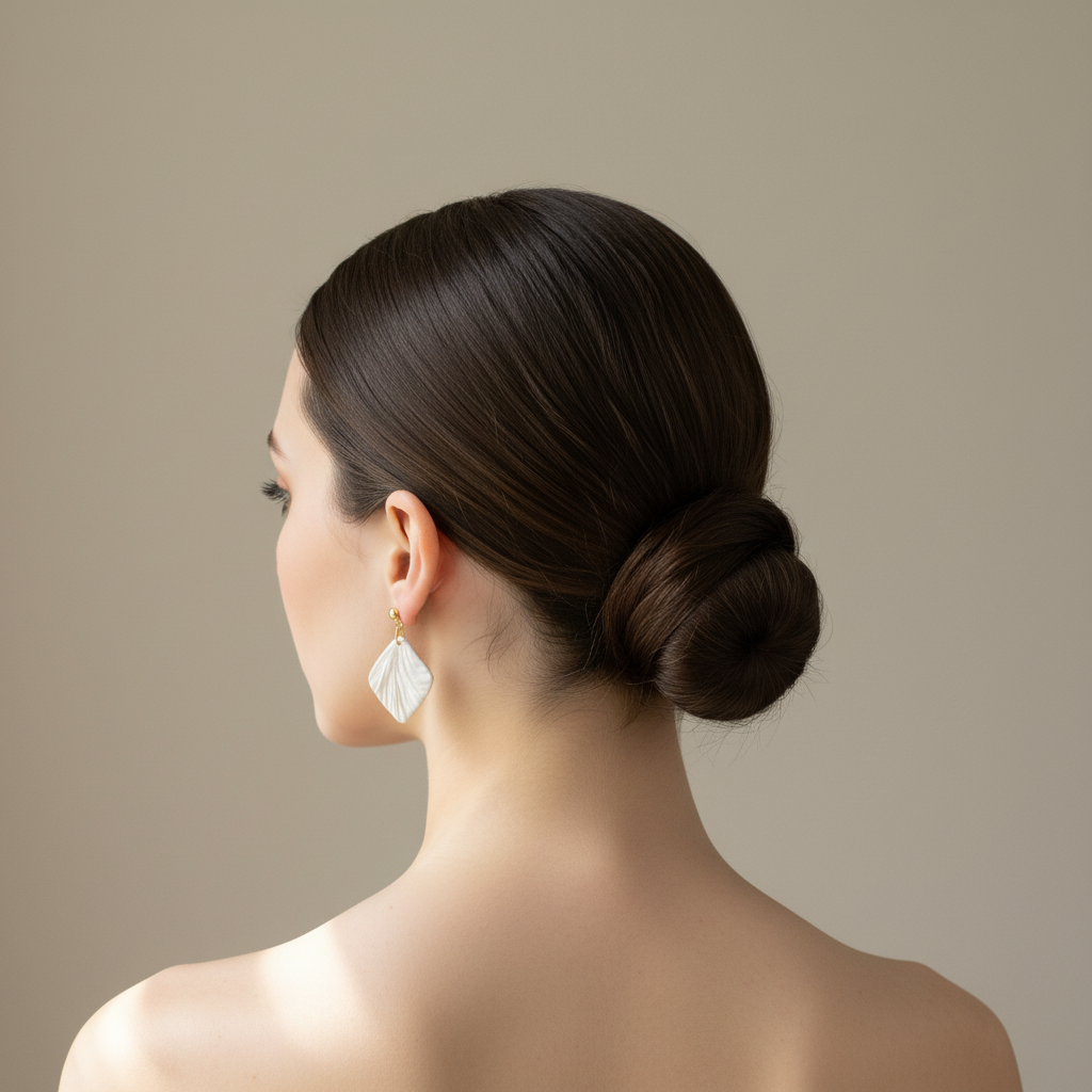 Pearl white square earrings