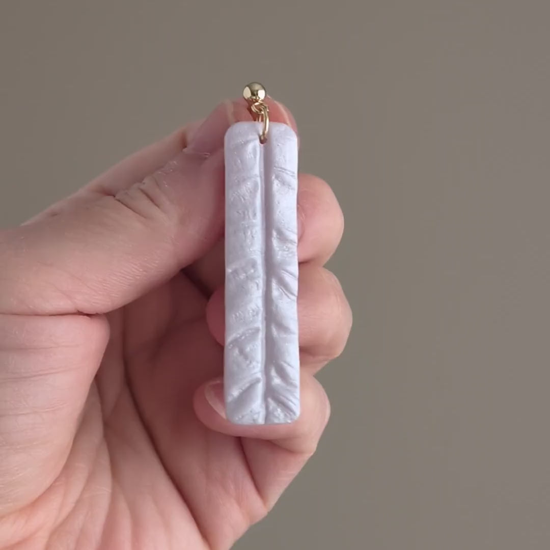 The Palazzo Column Drop | Modern Geometric White Dangle Earrings