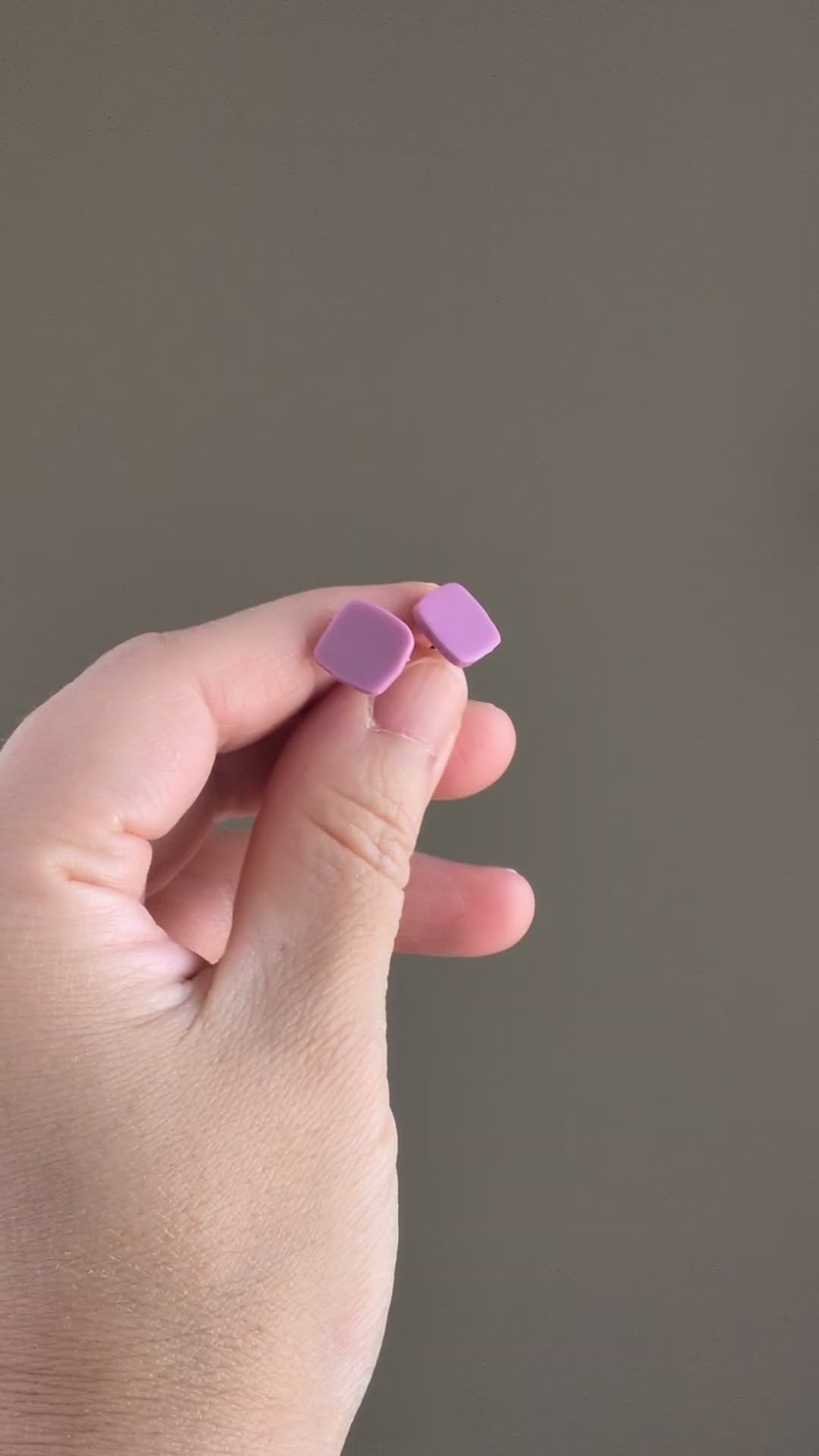The Micro Cube Trio in Dusty Berry | Square Ear Studs Set