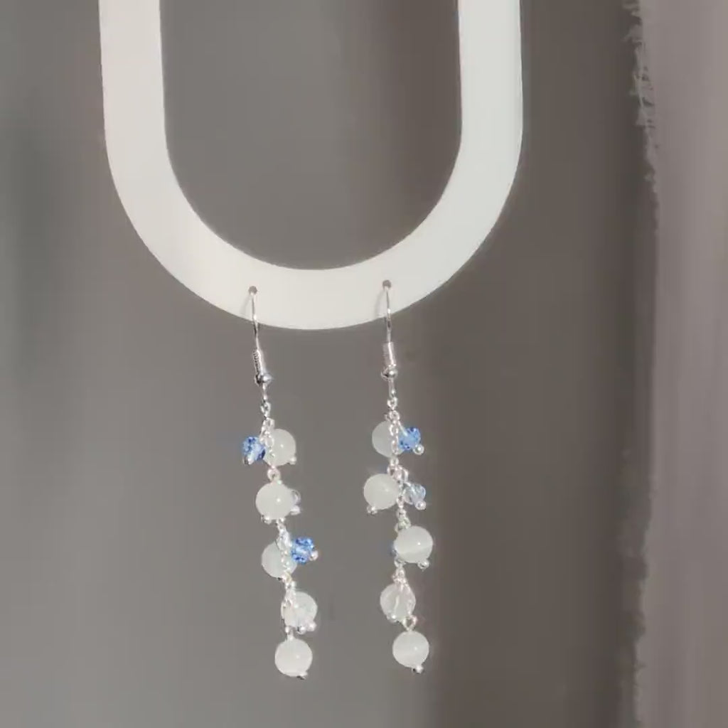 The Moon Dangle | White Cat Eye Stone Dangle Earrings