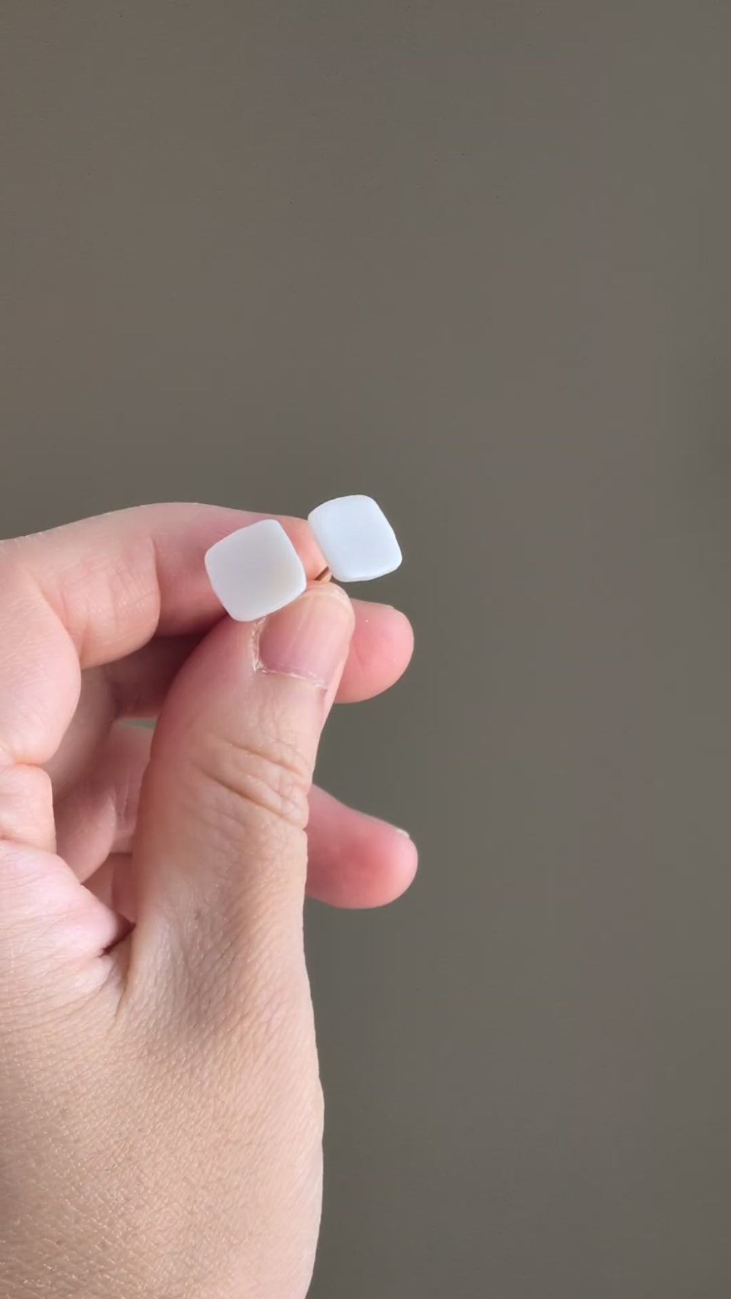 The Micro Cube in Ivory Pearl | Square Ear Stud