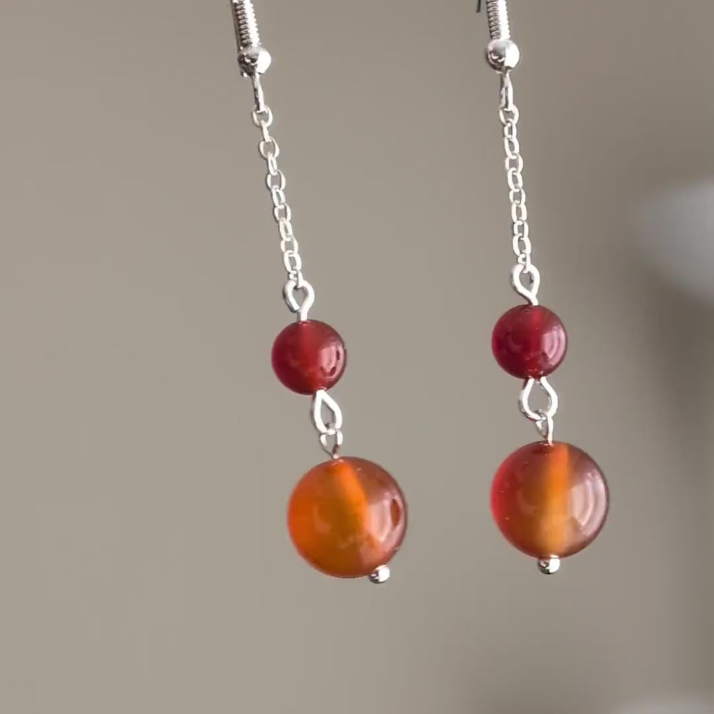 The Sunset Dangle | Red Round Stone Dangle Earrings