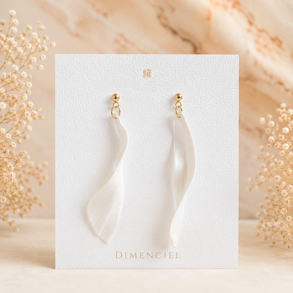Pearl White Twisted Wave Drop Earrings