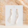 Pearl White Twisted Wave Drop Earrings