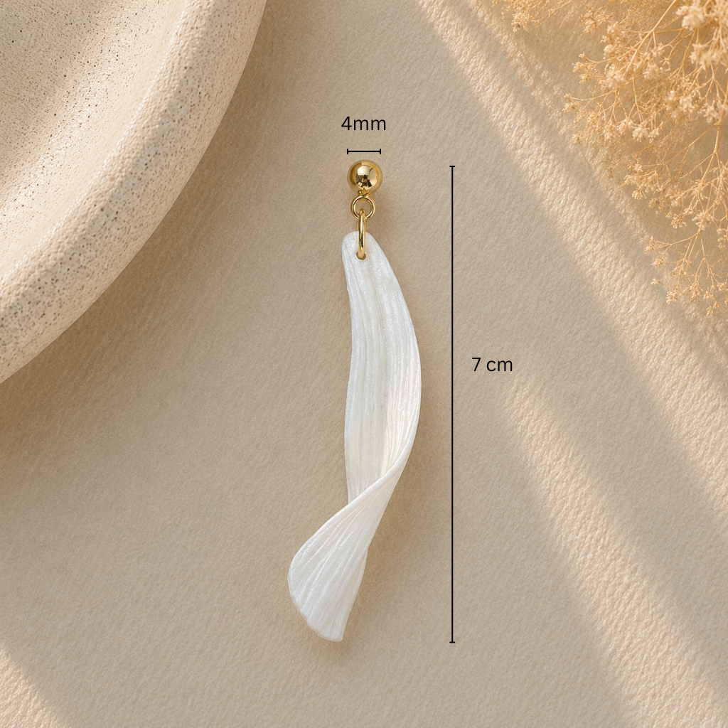 Pearl White Twisted Wave Drop Earrings